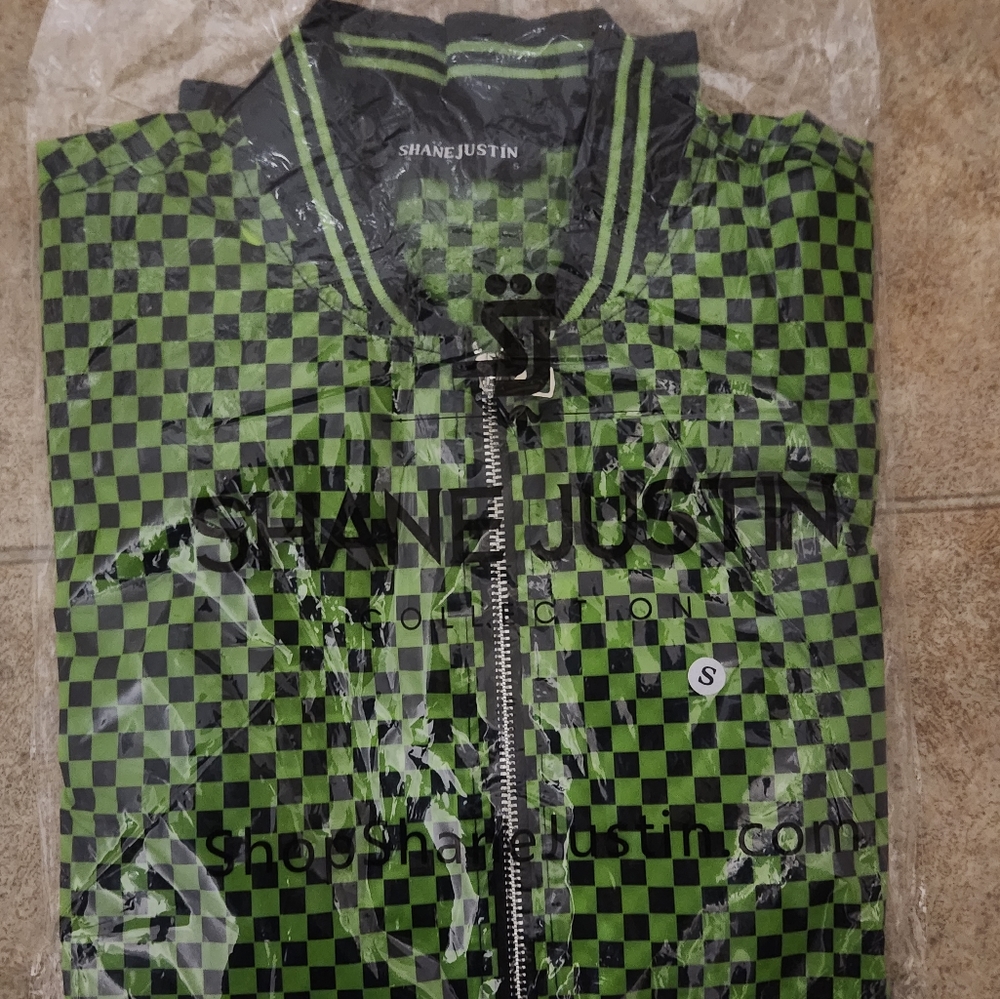 Shane Justin Collection Rare Vinyl See Through Checkerboard Track Jacket S NWT